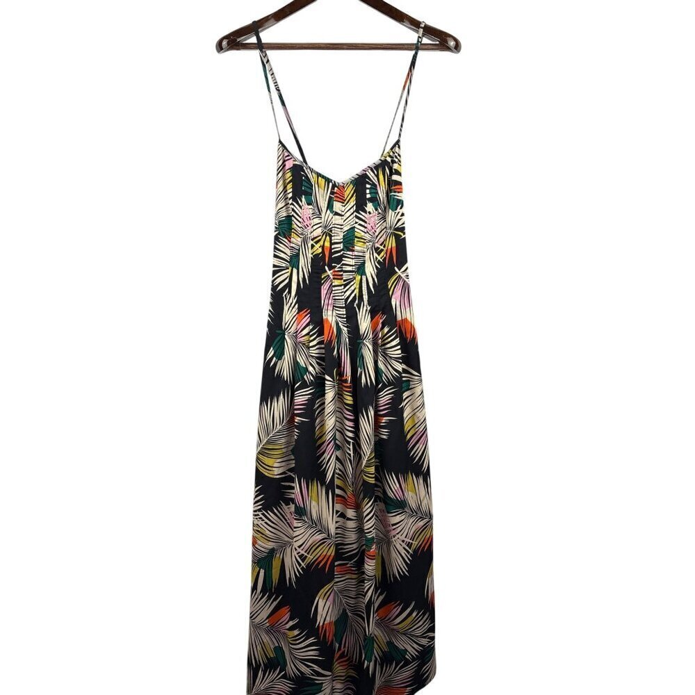 Women’s Banana Republic Size 6 Navy Blue with Multicolored Palm Leaf Design Slee